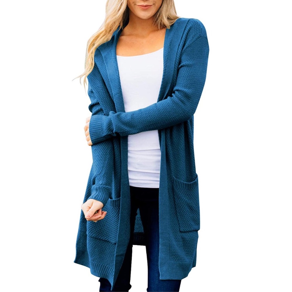 🦋Long Sleeve Open Front Hoodie Knit Cardigan🦋 - Picture 1 of 6